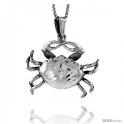 Sterling Silver Crab Pendant, 1 in tall