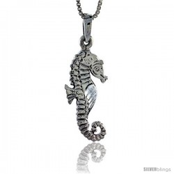 Sterling Silver Seahorse Pendant, 1 1/8 in tall -Style Pa303