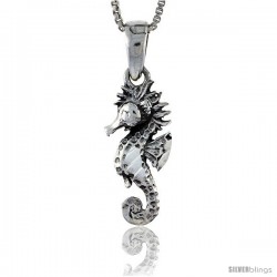 Sterling Silver Seahorse Pendant, 7/8 in tall