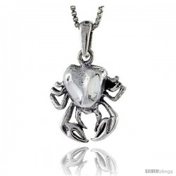 Sterling Silver Crab Pendant, 3/4 in tall