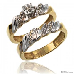 14k Gold 2-Pc Diamond Engagement Ring Set w/ 0.143 Carat Brilliant Cut Diamonds, 5/32 in. (5mm) wide