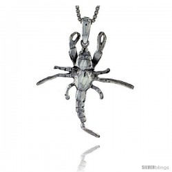 Sterling Silver Shrimp Pendant, 1 1/4 in tall