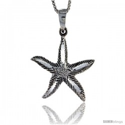 Sterling Silver Starfish Pendant, 1 1/8 in tall