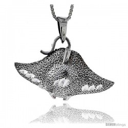 Sterling Silver Manta ray Pendant, 7/8 in tall