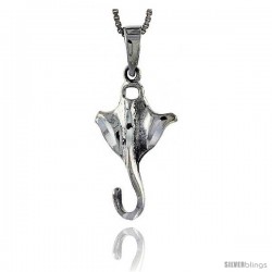 Sterling Silver Stingray Pendant, 1 1/8 in tall