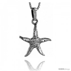 Sterling Silver Starfish Pendant, 7/8 in tall