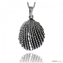 Sterling Silver Clamshell Pendant, 1 1/4 in tall