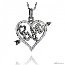 Sterling Silver Cupid Heart Pendant, 1 in tall