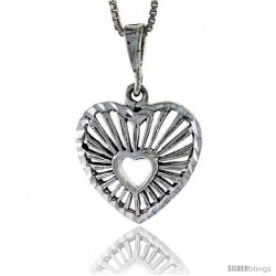 Sterling Silver Heart-in-a-Heart Pendant, 7/8 in tall -Style Pa338