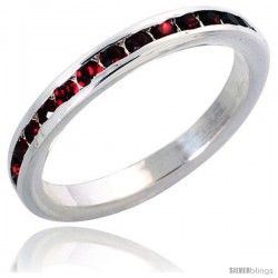 Sterling Silver Eternity Band, w/ July Birthstone, Ruby Crystals, 1/8" (3 mm) wide