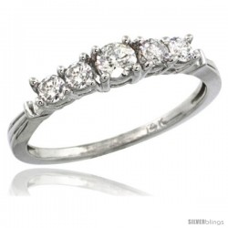 14k White Gold 5-Stone Diamond Ring w/ 0.47 Carat Brilliant Cut ( H-I Color SI1 Clarity ) Diamonds, 1/8 in. (3.5mm) wide