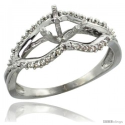 14k White Gold Semi Mount (for 6mm 1 Carat Size) Diamond Ring w/ 0.13 Carat Brilliant Cut ( H-I Color SI1 Clarity ) Diamonds