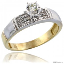 Gold Plated Sterling Silver Diamond Engagement Ring, 3/16 in wide -Style Agy107er