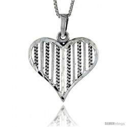 Sterling Silver Stringed Heart Pendant, 1 in tall