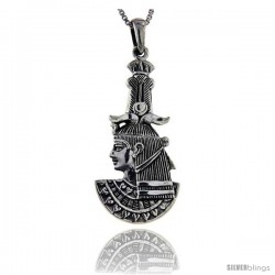 Sterling Silver Khnum Egyptian God Of Rebirth Pendant, 1 3/8 in long