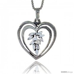 Sterling Silver Heart Pendant, 7/8 in tall -Style Pa342