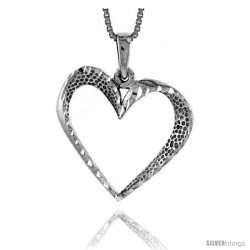 Sterling Silver Cut-out Heart Pendant, 1 in tall