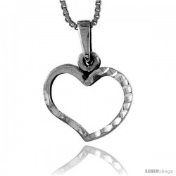 Sterling Silver Cut-out Heart Pendant, 5/8 in tall