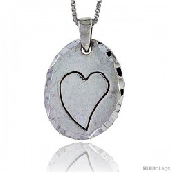 Sterling Silver Disk with Engraved Heart, 1 in tall