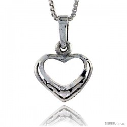 Sterling Silver Cut-out Heart Pendant, 1/2 in tall