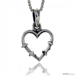 Sterling Silver Cut-out Heart Pendant, 5/8 in tall -Style Pa363