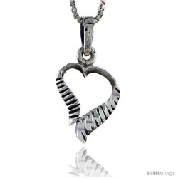 Sterling Silver Cut-out Heart Pendant, 3/4 in tall