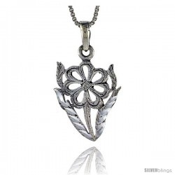 Sterling Silver Flower Pendant, 1 in tall