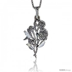 Sterling Silver Rose Bouquet Pendant, 1 in tall