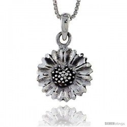 Sterling Silver Sunflower Pendant, 3/4 in tall