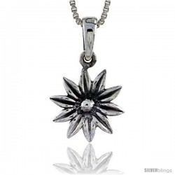 Sterling Silver Daisy Pendant, 5/8 in tall