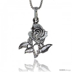 Sterling Silver Rose Flower Pendant, 1 in tall