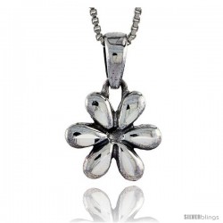 Sterling Silver Flower Pendant, 1/2 in 5/8 in .