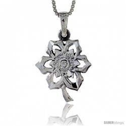 Sterling Silver Flower Pendant, 7/8 in tall -Style Pa381