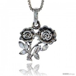 Sterling Silver Flower Pendant, 3/4 in tall