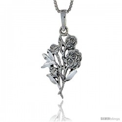 Sterling Silver Flower Pendant, 1 in tall -Style Pa383