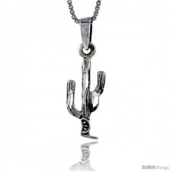Sterling Silver Arizona Cactus Pendant, 7/8 in tall