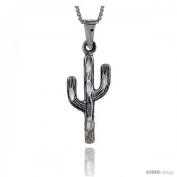 Sterling Silver Arizona Cactus Pendant, 1 1/8 in tall