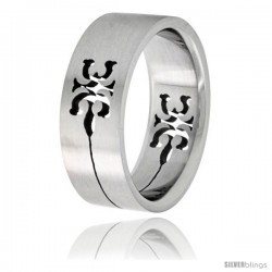 Surgical Steel Tribal Gecko Ring 8mm Wedding Band -Style Rss51