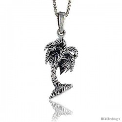 Sterling Silver Palm Tree Pendant, 1 in tall