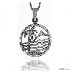 Sterling Silver Palm Tree Pendant, 7/8 in tall