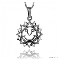 Sterling Silver Cut-out Sun Pendant, 1 in tall