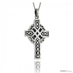 Sterling Silver Celtic Cross Pendant, 1 3/4 in long