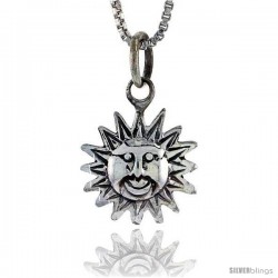 Sterling Silver Sun Pendant, 5/8 in tall -Style Pa401