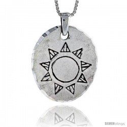 Sterling Silver Disk with Engraved Sun Pendant, 1 1/8 in tall