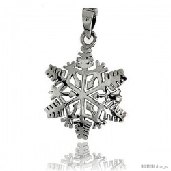 Sterling Silver Snowflake Pendant, 1 in tall