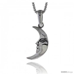 Sterling Silver Moon Pendant, 3/4 in tall