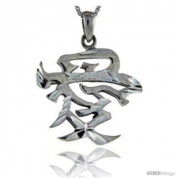 Sterling Silver Chinese Character for Love Pendant, 1 in long