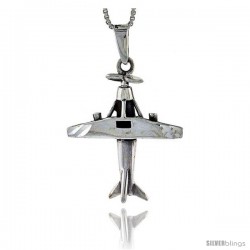 Sterling Silver Airplane Pendant, 1 3/8 in tall