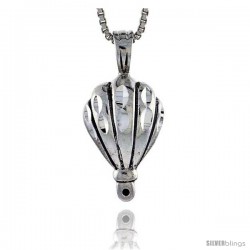 Sterling Silver Hot Air Balloon Pendant, 1 1/16 in tall