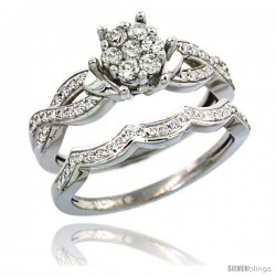 14k White Gold 2-Pc. Diamond Engagement Ring Set w/ 0.38 Carat Brilliant Cut ( H-I Color VS2-SI1 Clarity ) Diamonds, 5/16 in